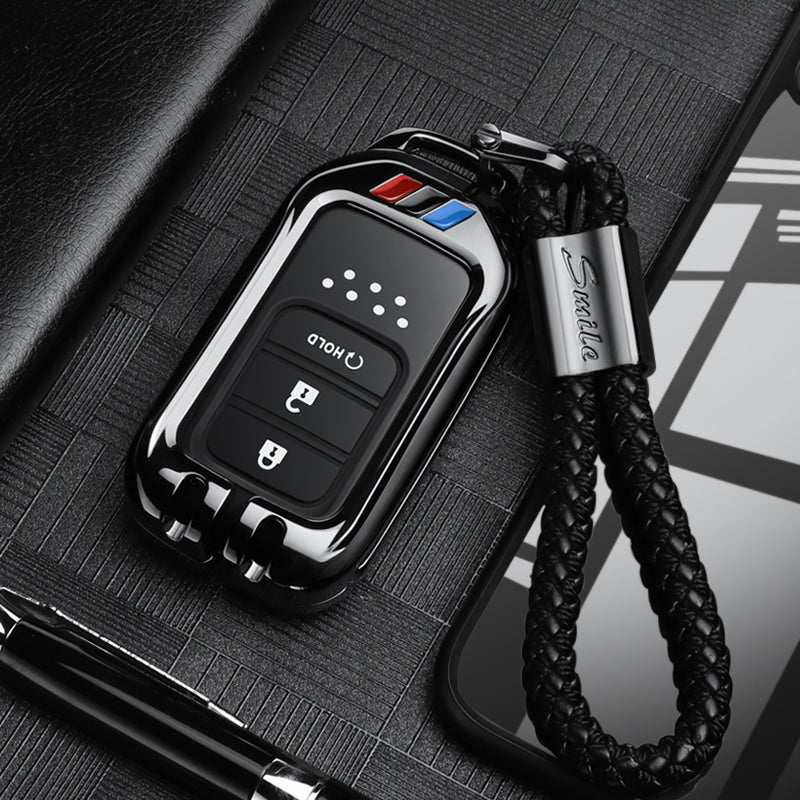 Honda Accord & Civic Remote Key Fob Cover: Zinc Metal & Leather Shell
