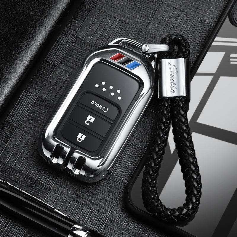 Honda Accord & Civic Remote Key Fob Cover: Zinc Metal & Leather Shell