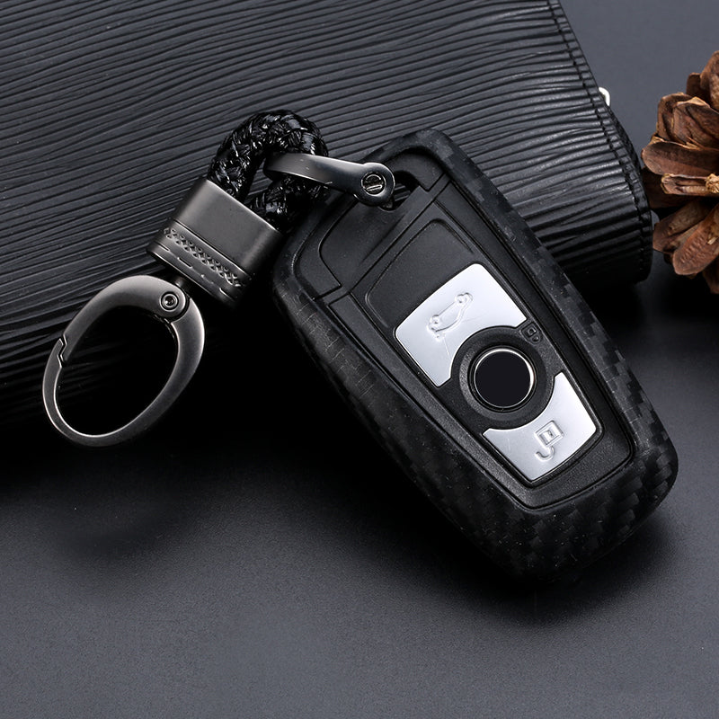 Carbon Fiber Pattern Silicone Smart Key Protective Case