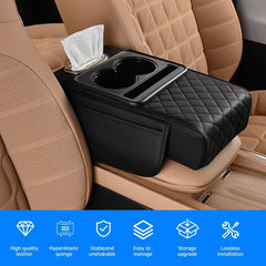 Universal Car Armrest Organizer & Comfort Booster | 4-in-1 Premium Console Pad