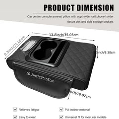 Universal Car Armrest Organizer & Comfort Booster | 4-in-1 Premium Console Pad