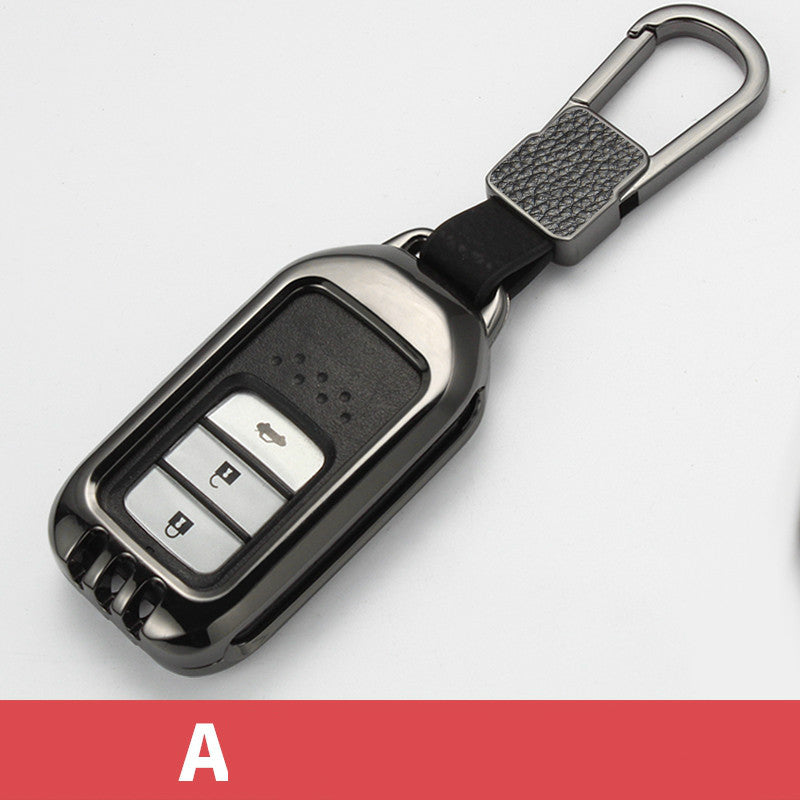 Honda Accord & Civic Remote Key Fob Cover: Zinc Metal & Leather Shell