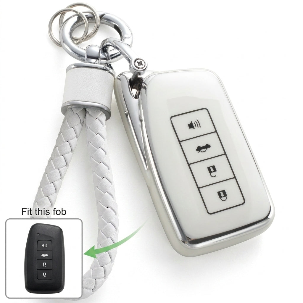 Nissan A4 & A5 Remote Key Fob Cover: Silver Edge TPU Shell
