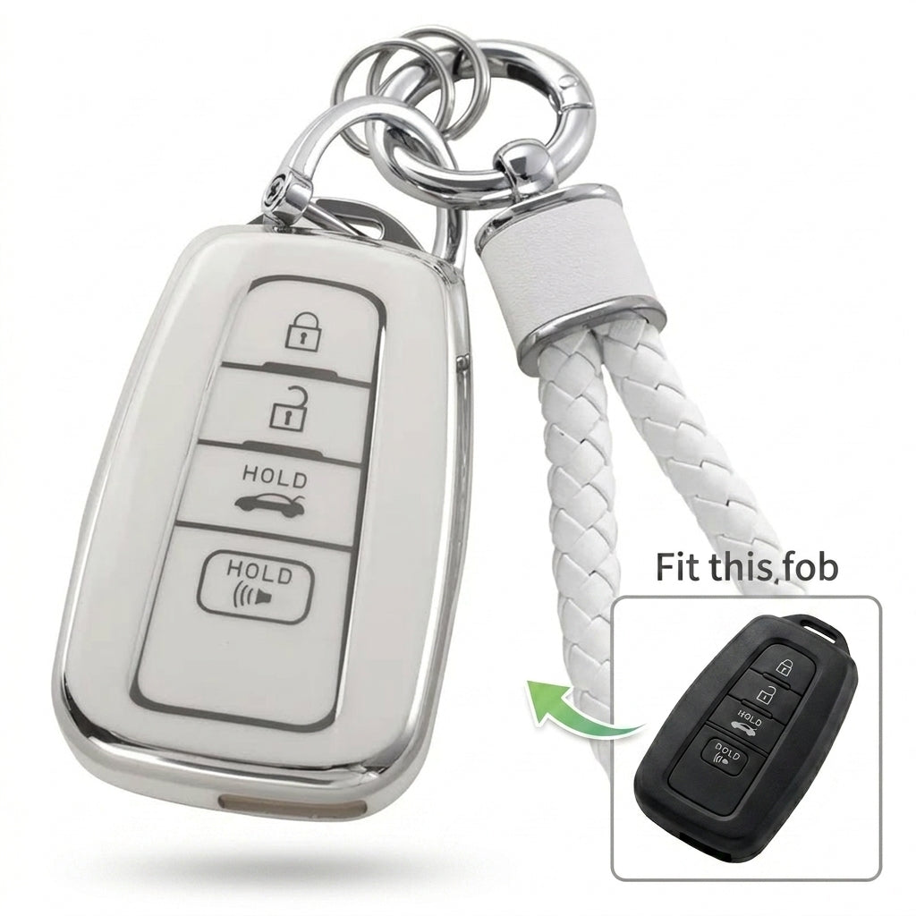 Nissan A4 & A5 Remote Key Fob Cover: Silver Edge TPU Shell