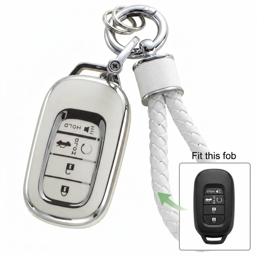 Nissan A4 & A5 Remote Key Fob Cover: Silver Edge TPU Shell