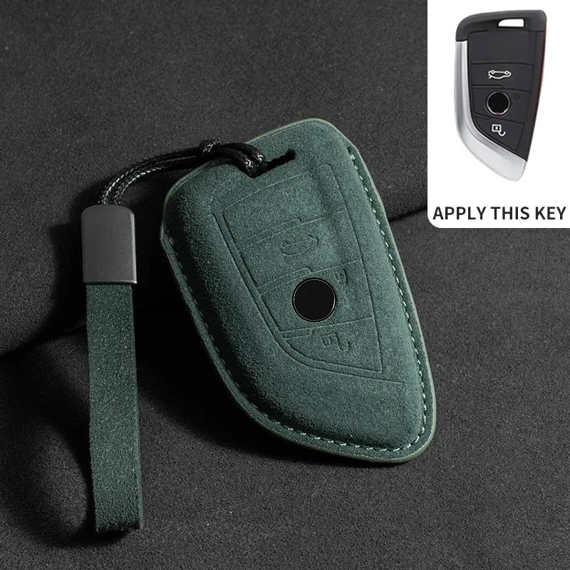 BMW Remote Key Fob Cover for Series 1-8, X1-X6: Premium Suede Leather Case