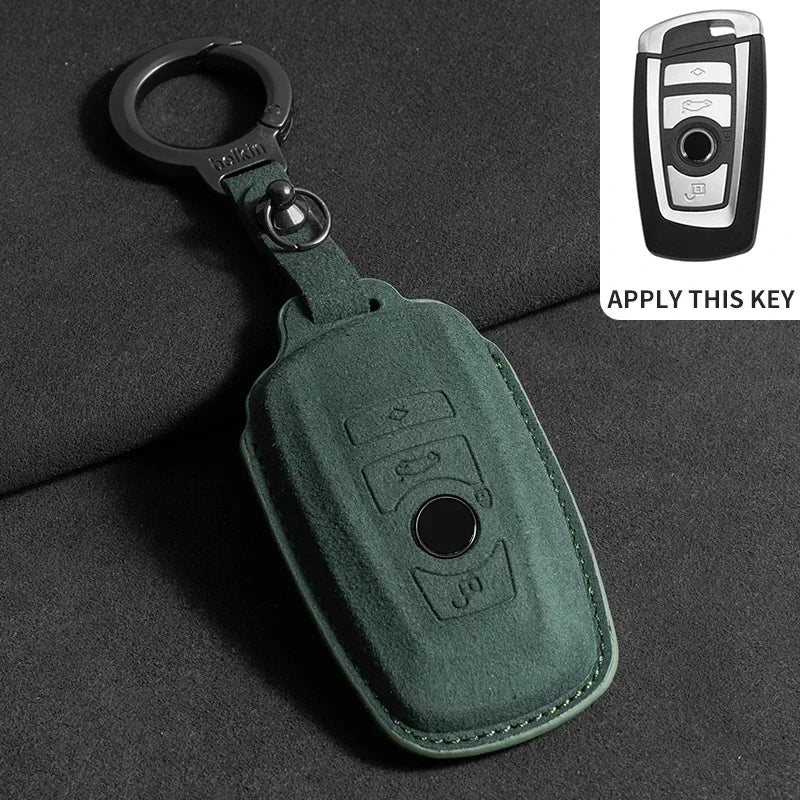 BMW Remote Key Fob Cover for Series 1-8, X1-X6: Premium Suede Leather Case