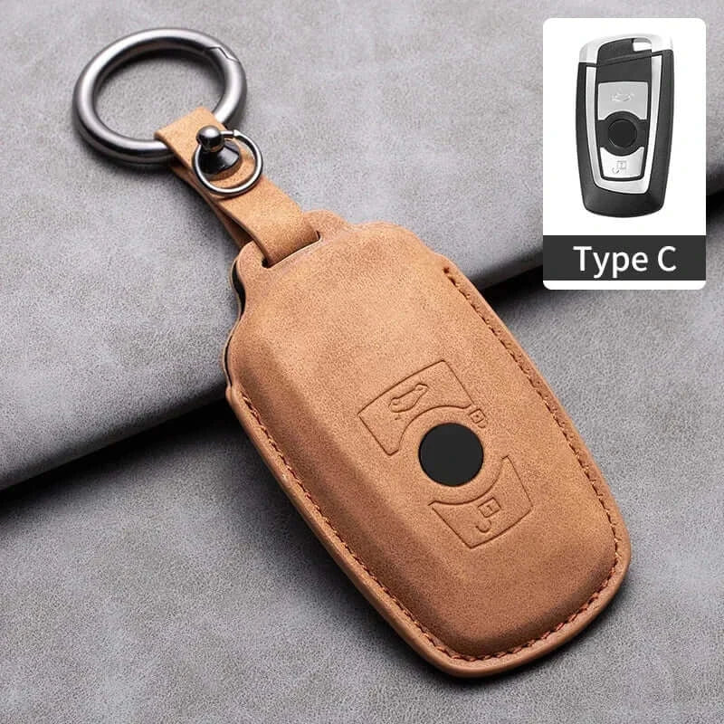 BMW Remote Key Fob Cover for Series 1-7, X1-X7: Genuine Leather Protector
