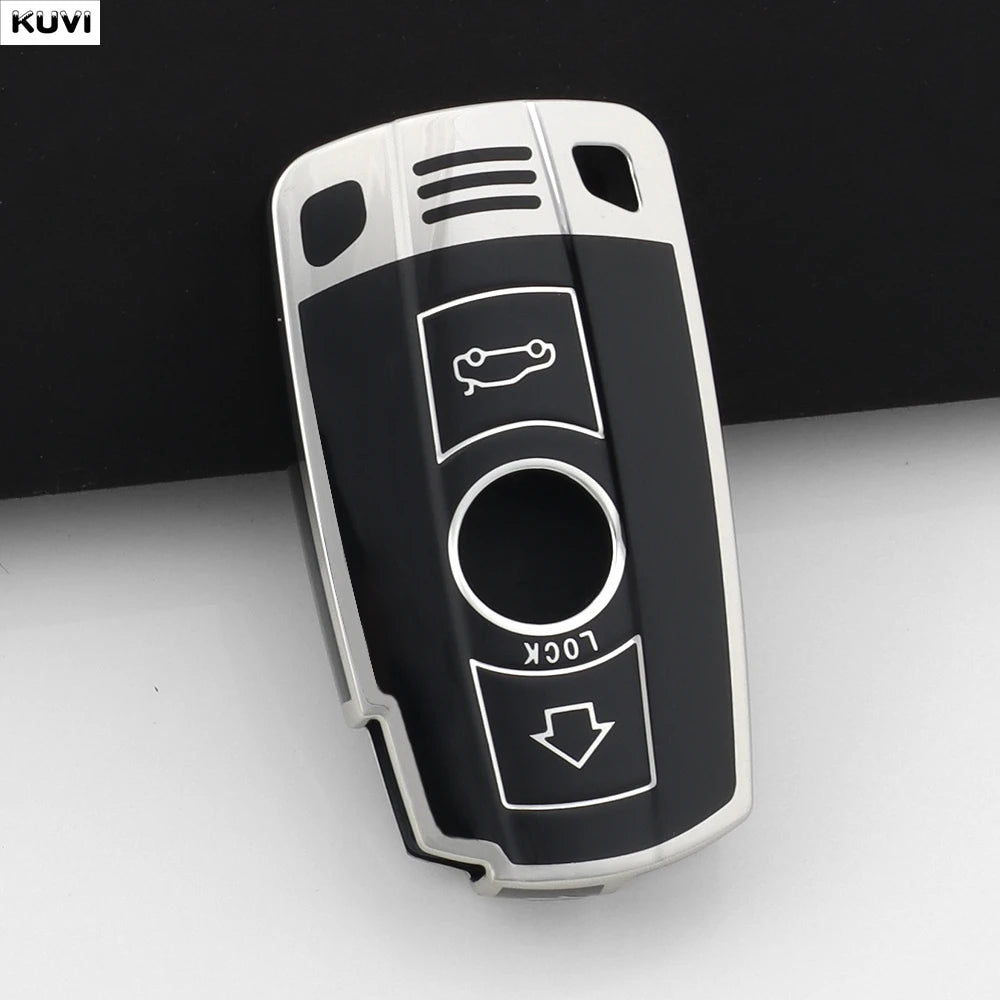 BMW Remote Key Fob Case for Series 3/5/6, X1/X5/X6: Slim TPU Carbon Fiber Shell