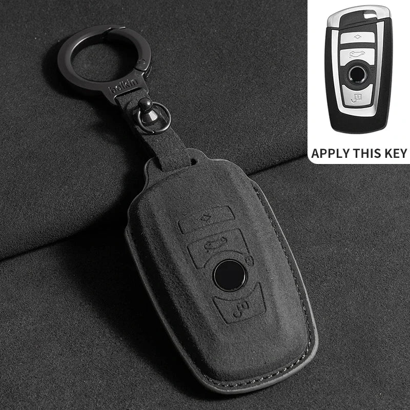 BMW Remote Key Fob Cover for Series 1-8, X1-X6: Premium Suede Leather Case