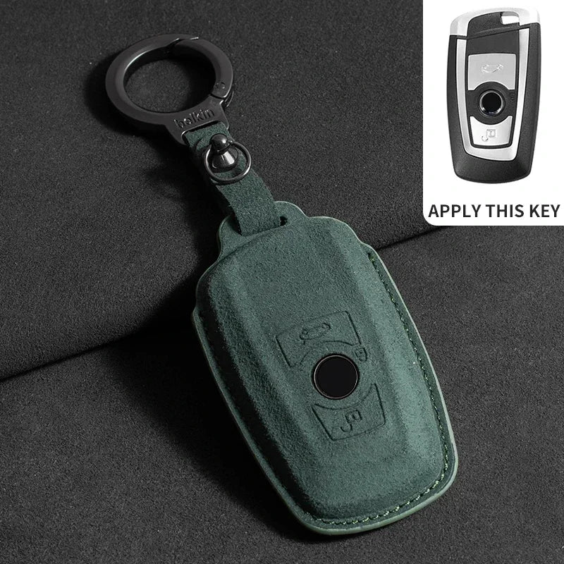 BMW Remote Key Fob Cover for Series 1-8, X1-X6: Premium Suede Leather Case