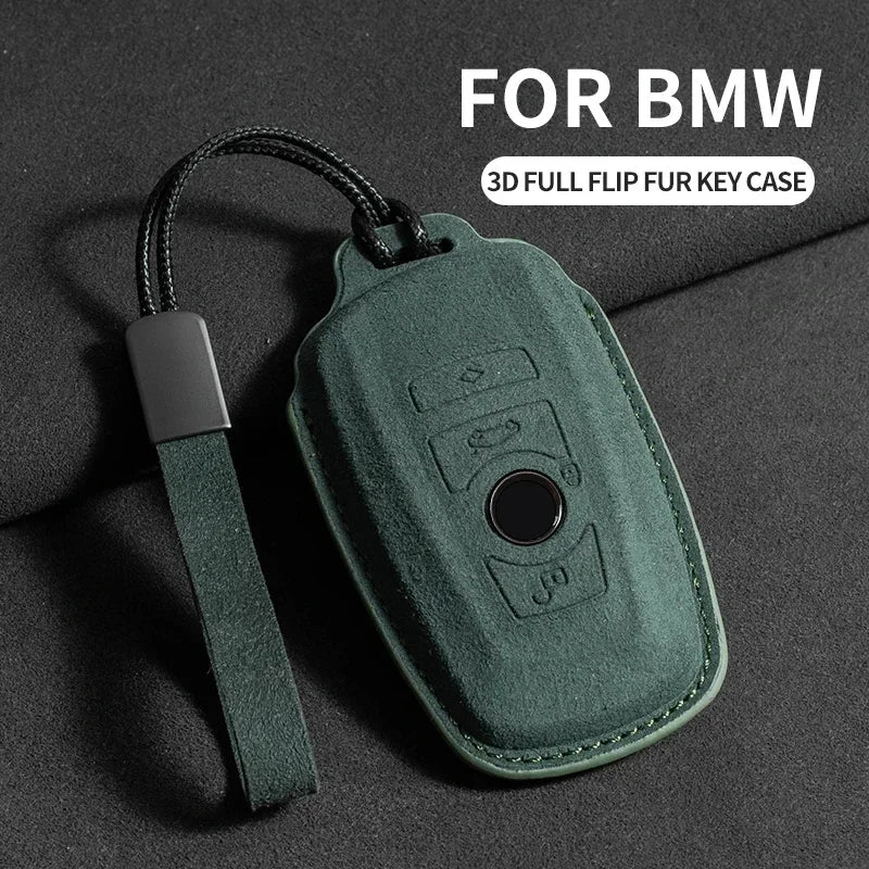 BMW Remote Key Fob Cover for Series 1-8, X1-X6: Premium Suede Leather Case