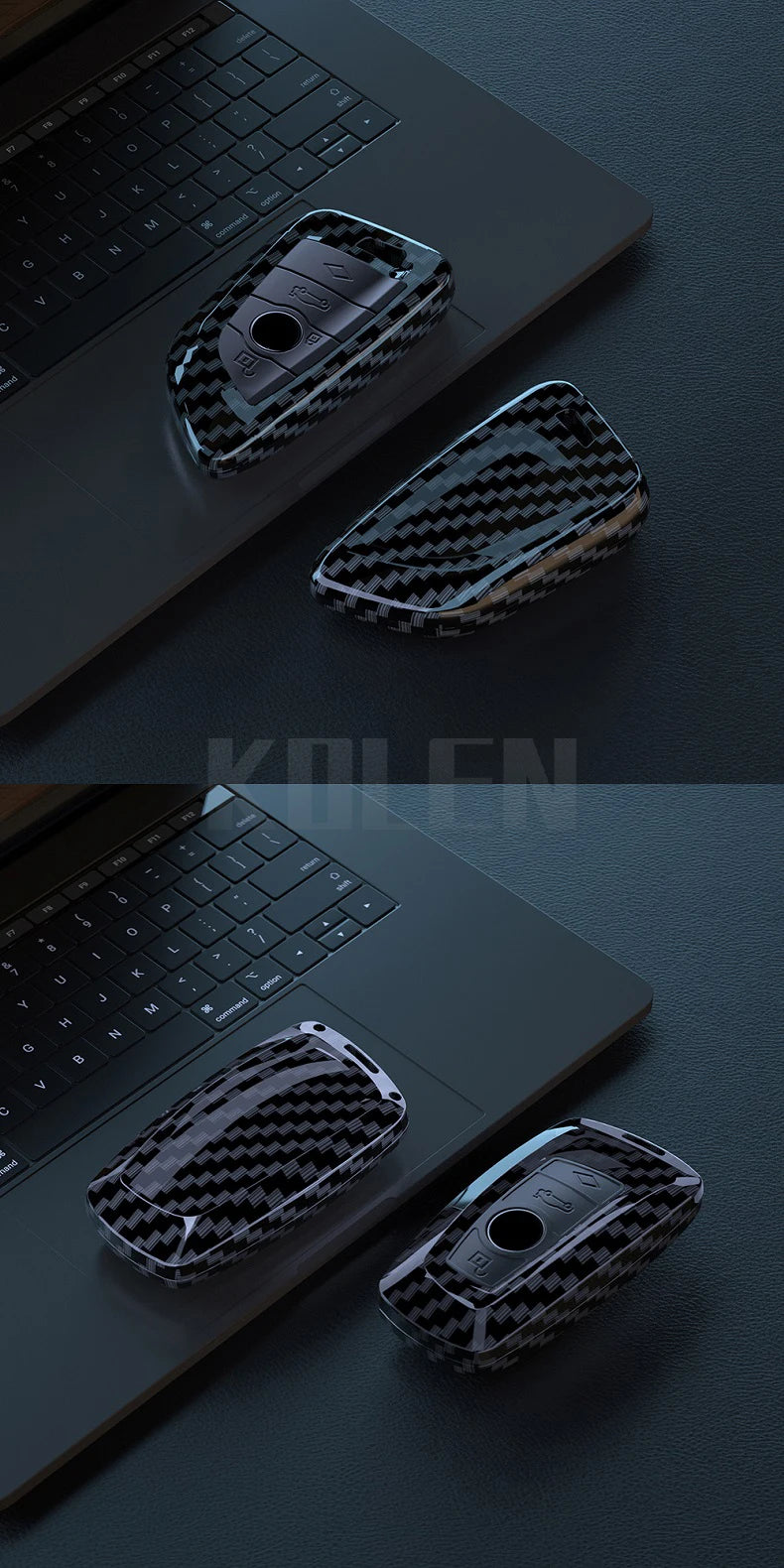 BMW Remote Key Fob Cover for Series 1-7, X1-X7: ABS Carbon Fiber Hard Shell