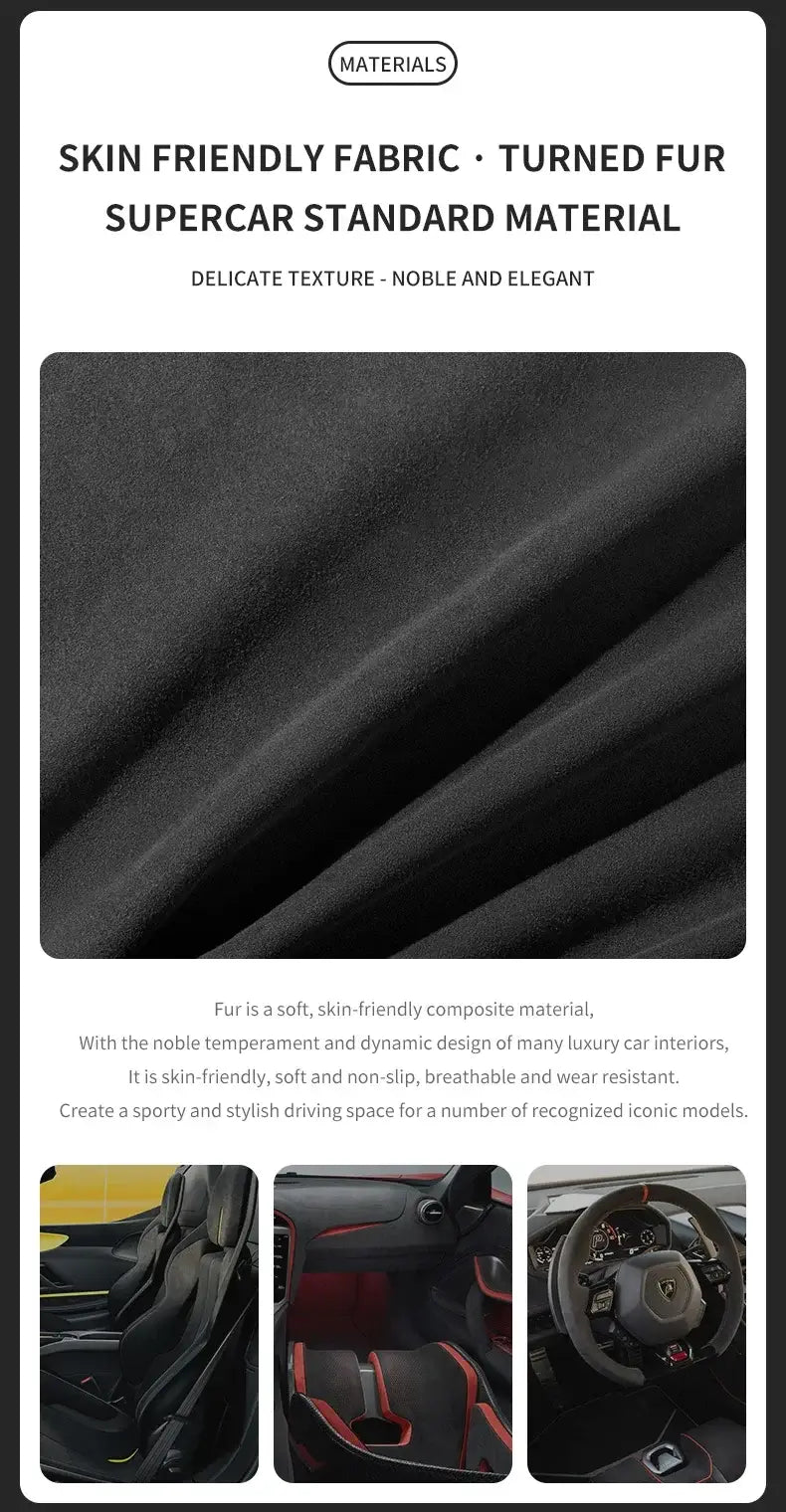 Close-up of skin-friendly fabric turned fur material, showcasing its delicate texture, ideal for luxury car interiors.