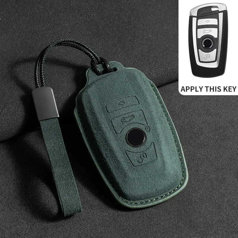 BMW Remote Key Fob Cover for Series 1-8, X1-X6: Premium Suede Leather Case