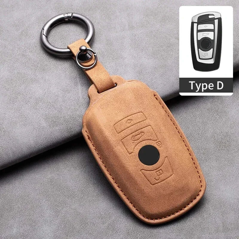BMW Remote Key Fob Cover for Series 1-7, X1-X7: Genuine Leather Protector