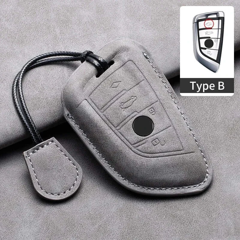 BMW Remote Key Fob Cover for Series 1-7, X1-X7: Genuine Leather Protector