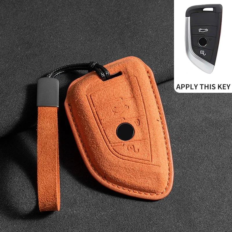 BMW Remote Key Fob Cover for Series 1-8, X1-X6: Premium Suede Leather Case