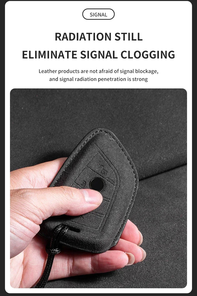 BMW Remote Key Fob Cover for Series 1-8, X1-X6: Premium Suede Leather Case