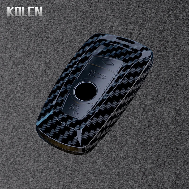 BMW Remote Key Fob Cover for Series 1-7, X1-X7: ABS Carbon Fiber Hard Shell