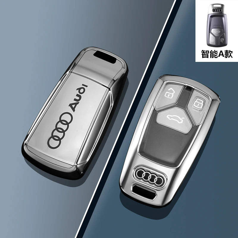 TPU Carbon Style Car Key Case Cover Fob Keychain for Audi A4 B9 A5 A6 8S 8W Q5 Q7 4M S4 S5 S7 TT TTS TFSI RS Protector Shell Fob