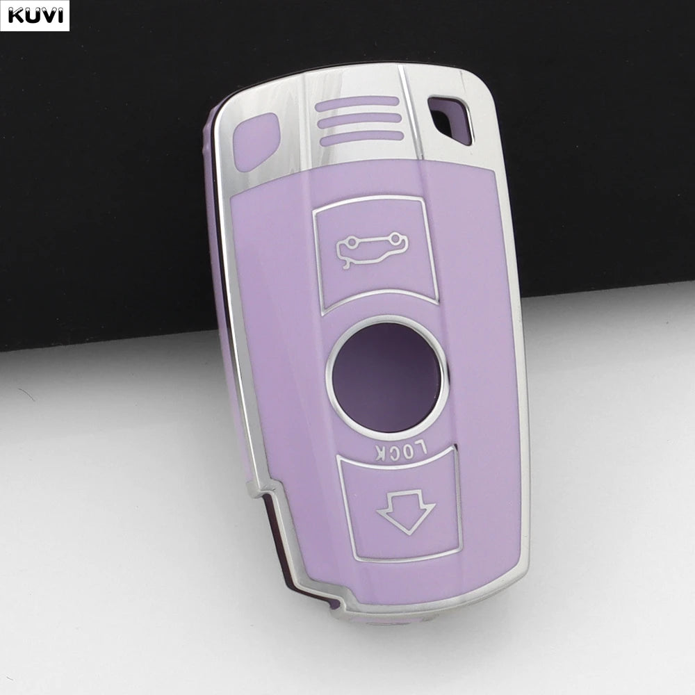 BMW Remote Key Fob Case for Series 3/5/6, X1/X5/X6: Slim TPU Carbon Fiber Shell