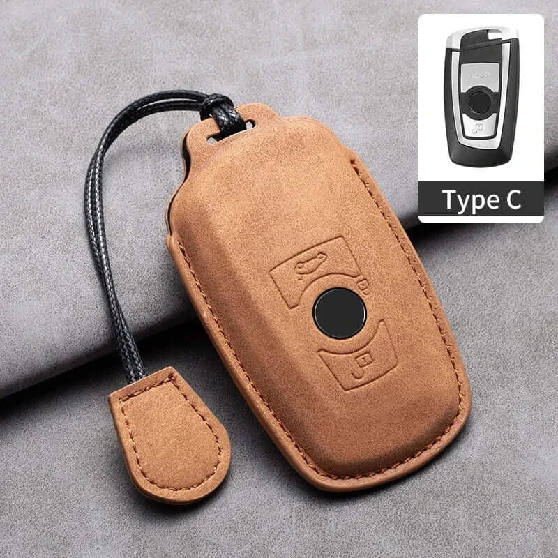 BMW Remote Key Fob Cover for Series 1-7, X1-X7: Genuine Leather Protector
