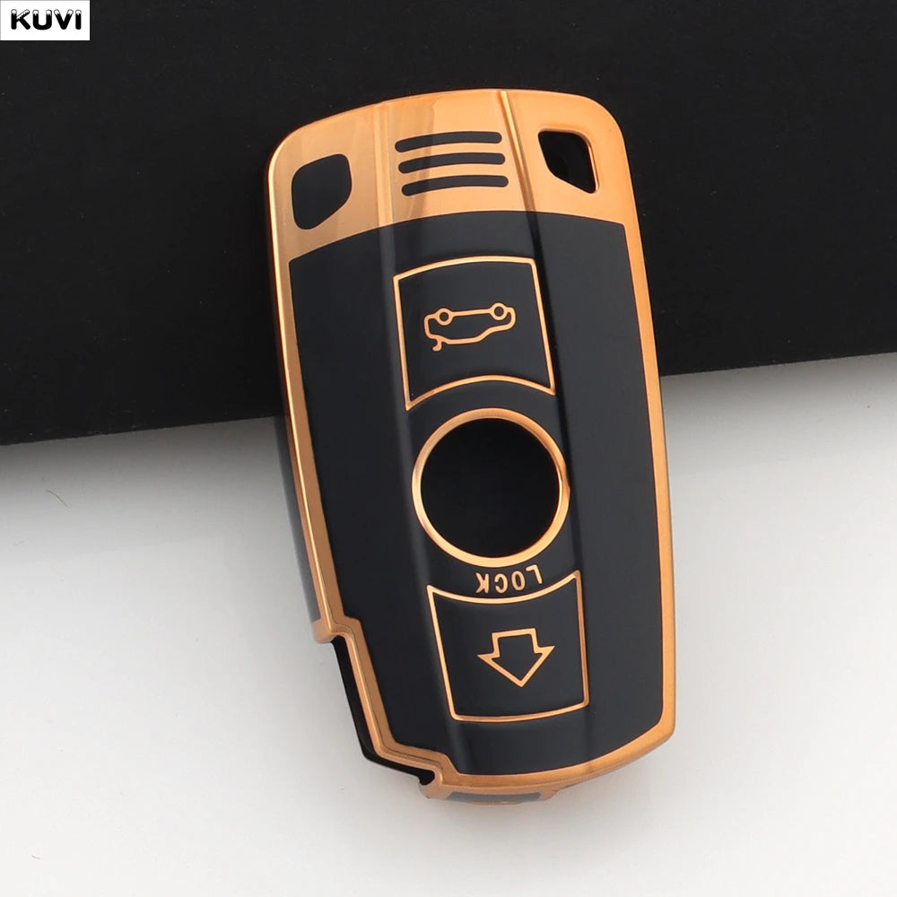 BMW Remote Key Fob Case for Series 3/5/6, X1/X5/X6: Slim TPU Carbon Fiber Shell