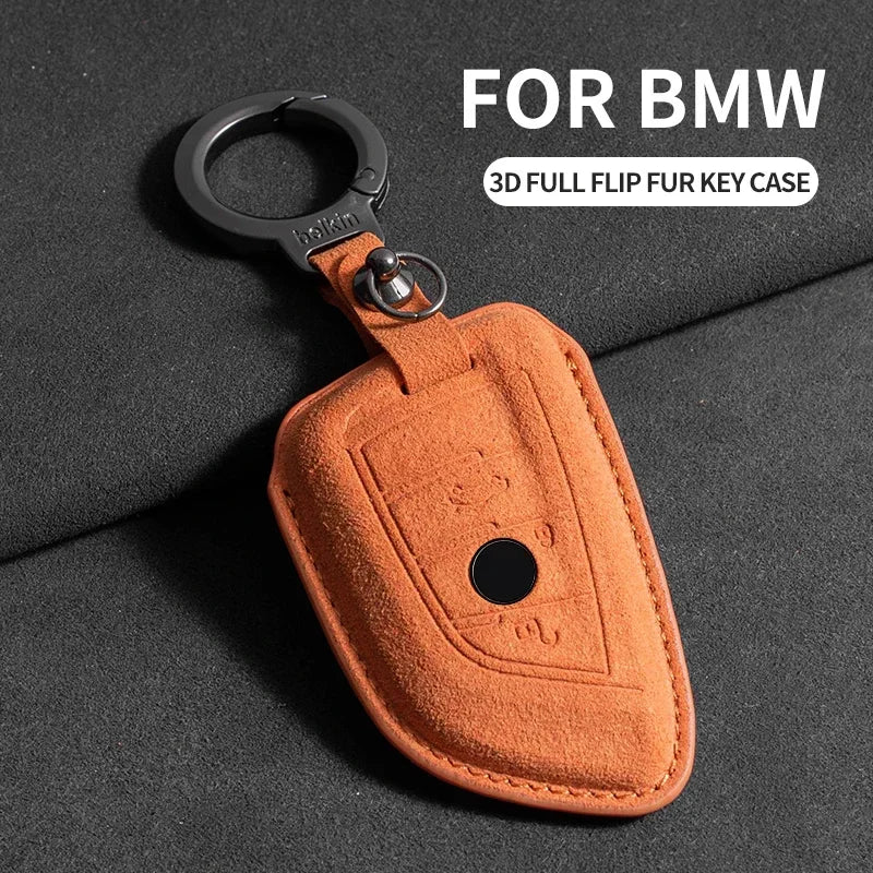 BMW Remote Key Fob Cover for Series 1-8, X1-X6: Premium Suede Leather Case