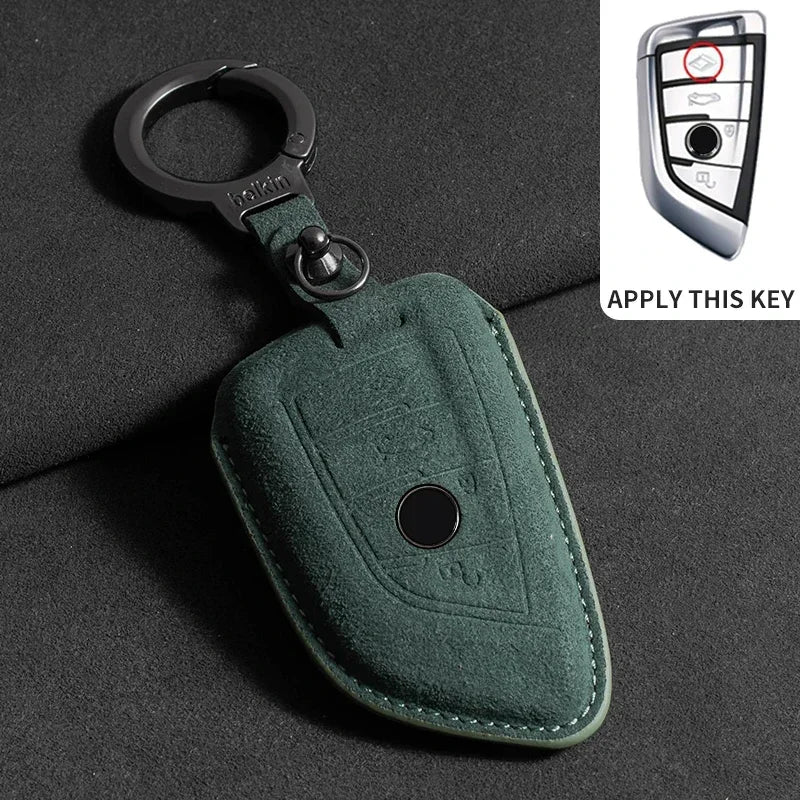 BMW Remote Key Fob Cover for Series 1-8, X1-X6: Premium Suede Leather Case