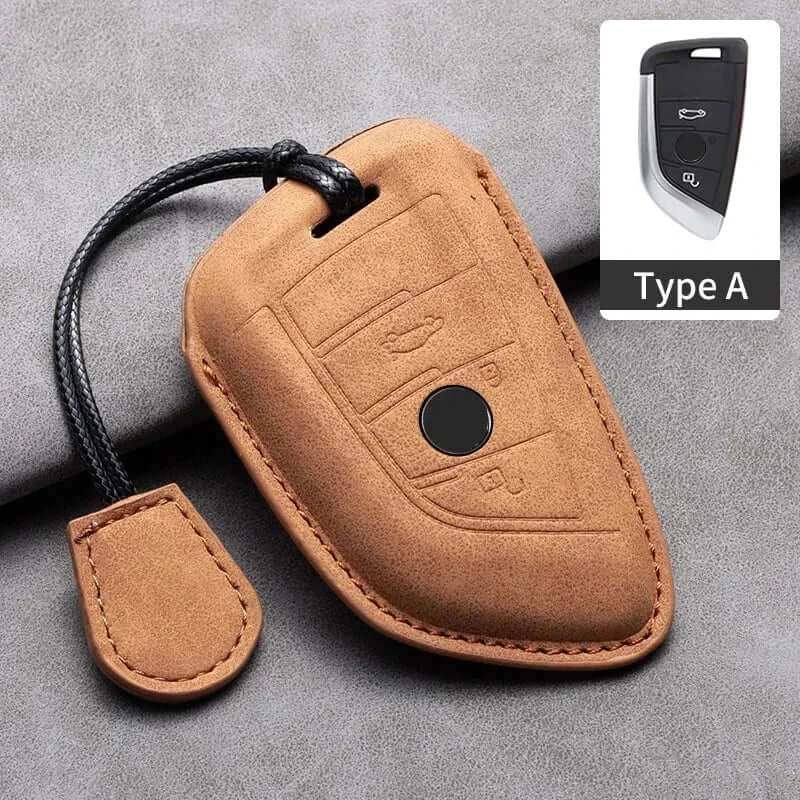 BMW Remote Key Fob Cover for Series 1-7, X1-X7: Genuine Leather Protector