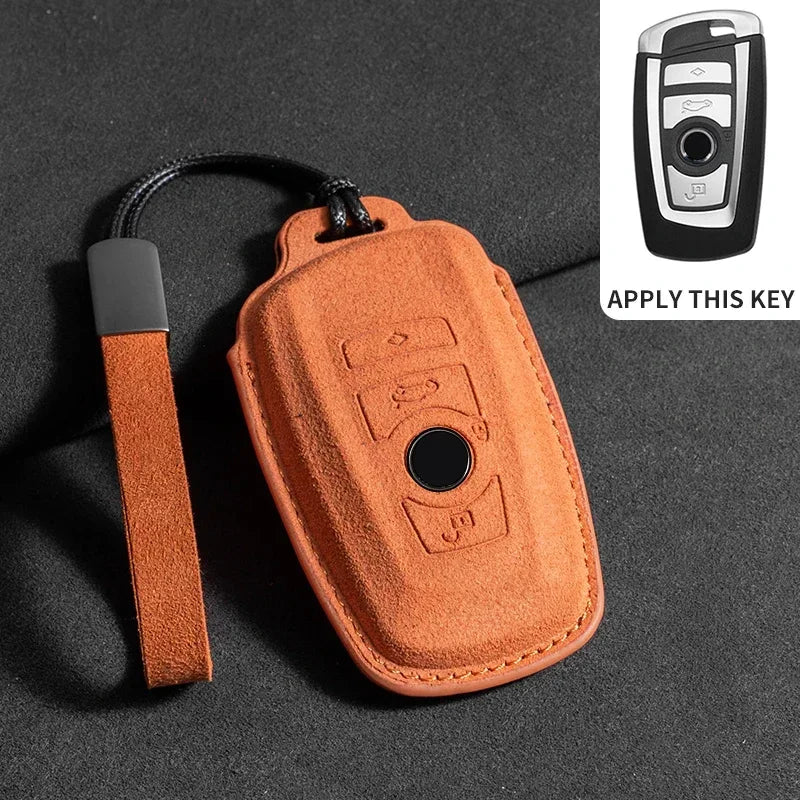 BMW Remote Key Fob Cover for Series 1-8, X1-X6: Premium Suede Leather Case