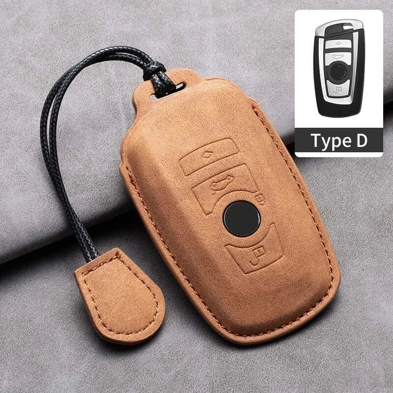BMW Remote Key Fob Cover for Series 1-7, X1-X7: Genuine Leather Protector