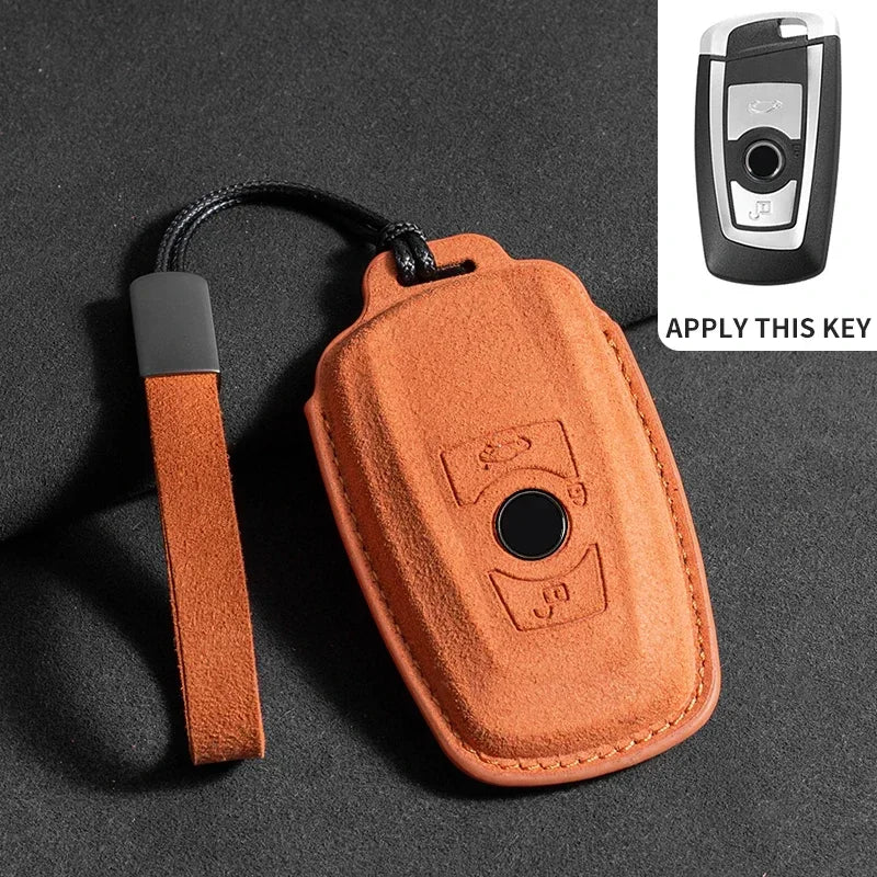 BMW Remote Key Fob Cover for Series 1-8, X1-X6: Premium Suede Leather Case