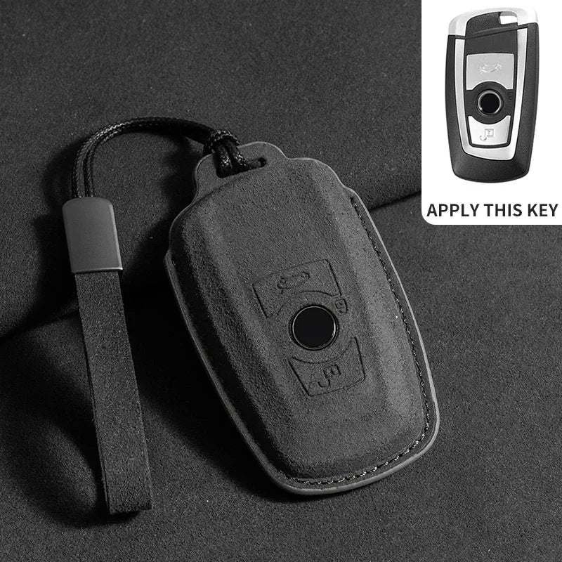 BMW Remote Key Fob Cover for Series 1-8, X1-X6: Premium Suede Leather Case