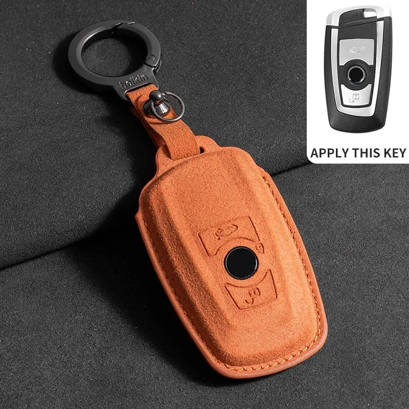 BMW Remote Key Fob Cover for Series 1-8, X1-X6: Premium Suede Leather Case
