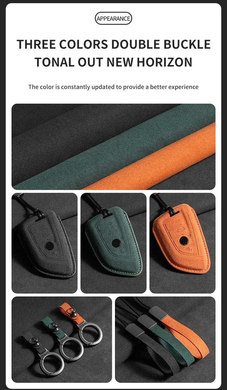 BMW Remote Key Fob Cover for Series 1-8, X1-X6: Premium Suede Leather Case