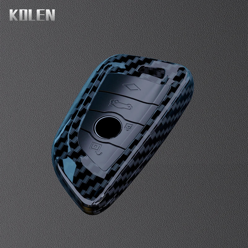 BMW Remote Key Fob Cover for Series 1-7, X1-X7: ABS Carbon Fiber Hard Shell