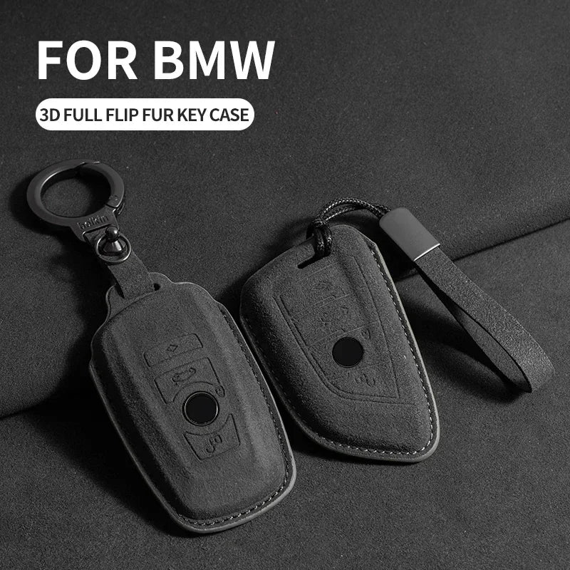 BMW Remote Key Fob Cover for Series 1-8, X1-X6: Premium Suede Leather Case