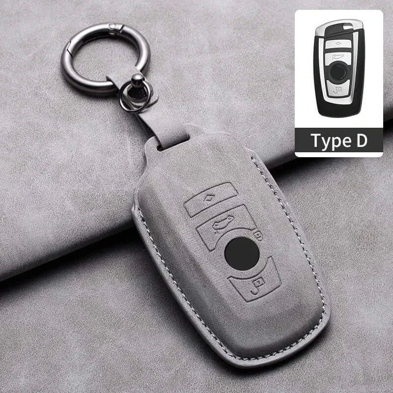 BMW Remote Key Fob Cover for Series 1-7, X1-X7: Genuine Leather Protector