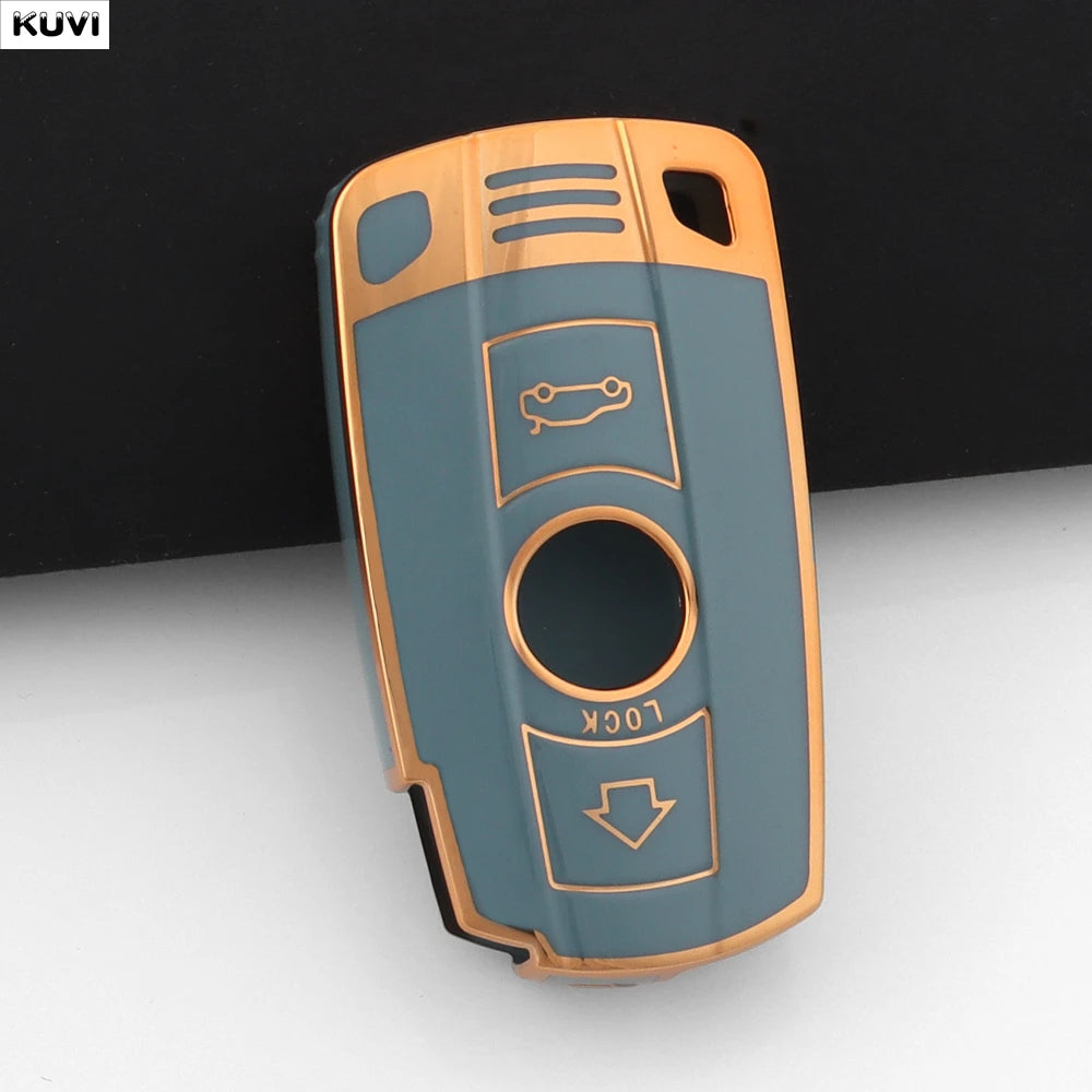 BMW Remote Key Fob Case for Series 3/5/6, X1/X5/X6: Slim TPU Carbon Fiber Shell