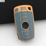 BMW Remote Key Fob Case for Series 3/5/6, X1/X5/X6: Slim TPU Carbon Fiber Shell
