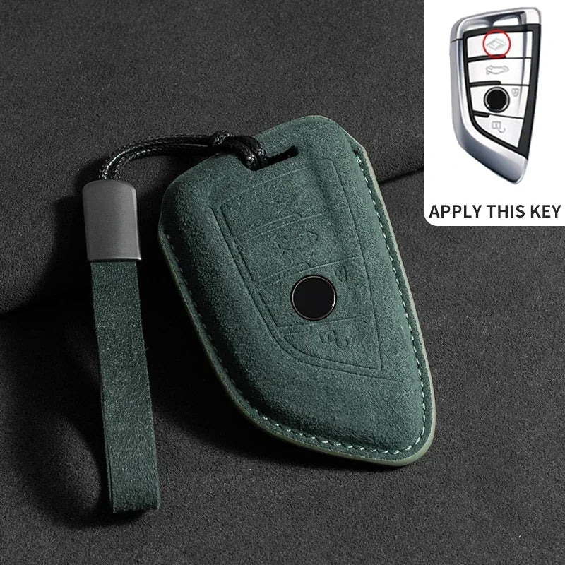 BMW Remote Key Fob Cover for Series 1-8, X1-X6: Premium Suede Leather Case