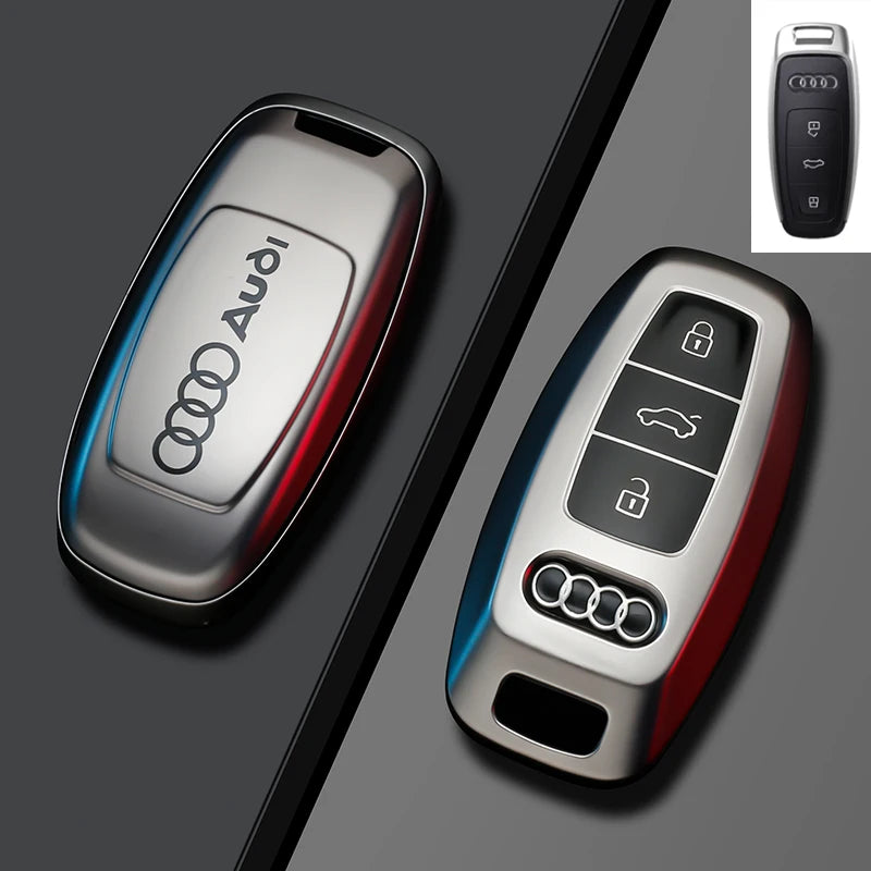 TPU Carbon Style Car Key Case Cover Fob Keychain for Audi A4 B9 A5 A6 8S 8W Q5 Q7 4M S4 S5 S7 TT TTS TFSI RS Protector Shell Fob