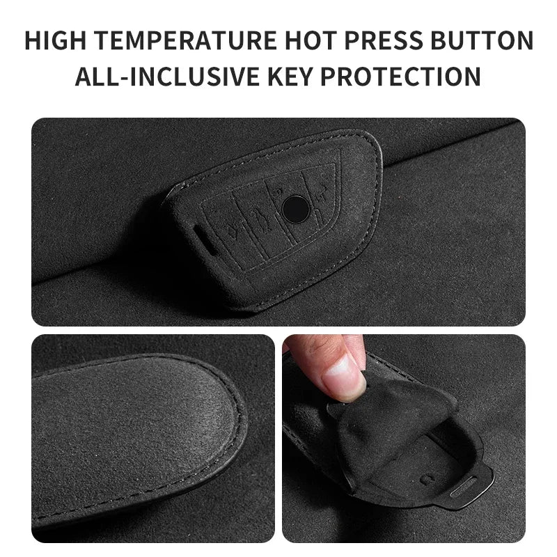 BMW Remote Key Fob Cover for Series 1-8, X1-X6: Premium Suede Leather Case