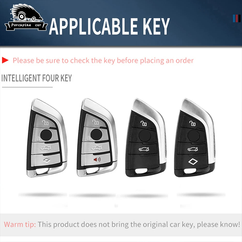 BMW Remote Key Fob Cover for Series 3/5/7, X1-X6: Metallic Hard Shell Protector
