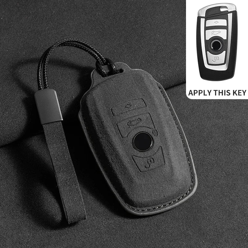 BMW Remote Key Fob Cover for Series 1-8, X1-X6: Premium Suede Leather Case