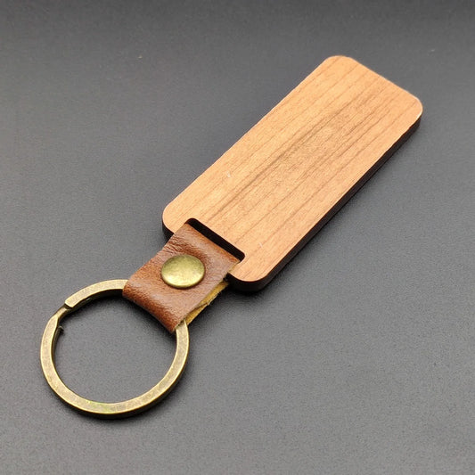 Wooden Leather Keychain