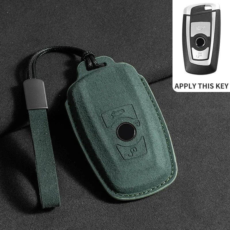 BMW Remote Key Fob Cover for Series 1-8, X1-X6: Premium Suede Leather Case