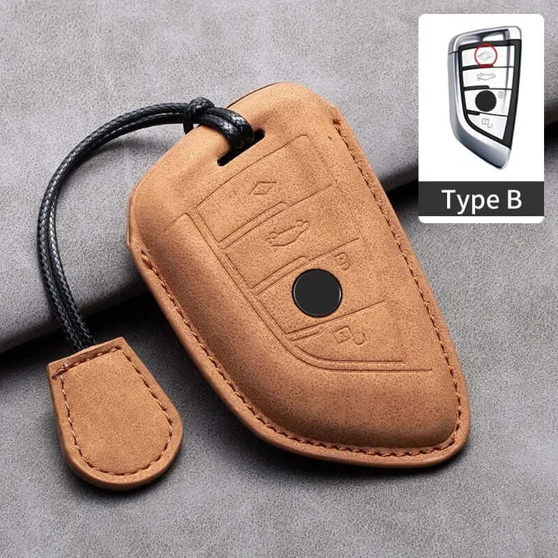 BMW Remote Key Fob Cover for Series 1-7, X1-X7: Genuine Leather Protector
